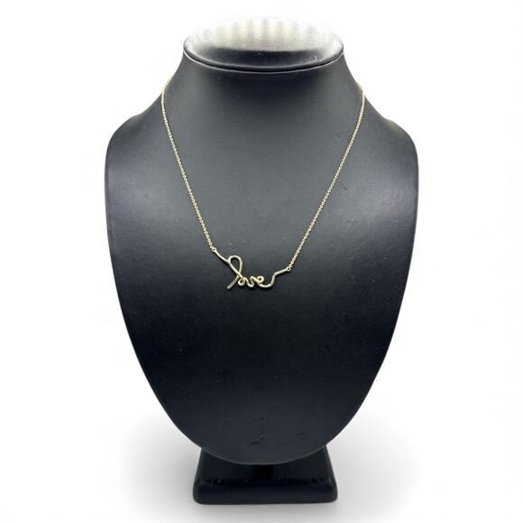 Stella & Dot Gold Tone “Love” Necklace in Script Writing - Picture 2 of 4